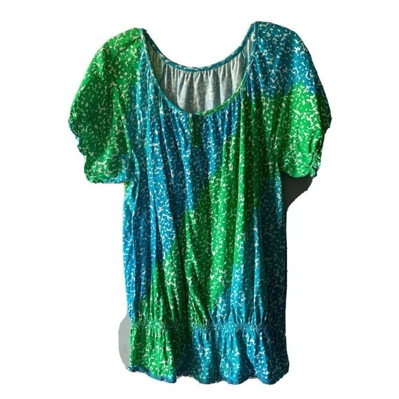 lane bryant tank top 14/16 Blue Green Short Sleeve peplum - Picture 1 of 4